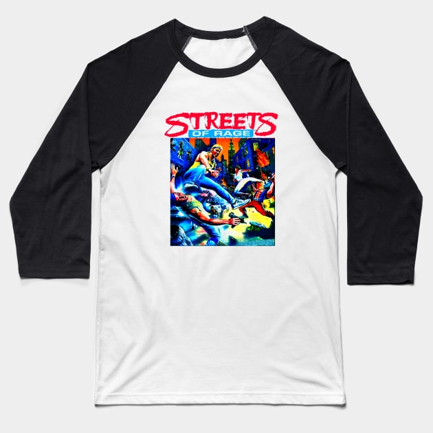 Streets Of Rage Cover Art Baseball T-Shirt by Rolfober